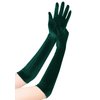 EORUBE Long Opera Gloves for Women Velvet Gloves 1920s Flapper Stretchy Elbow Length Halloween Costume Gloves (Dark Green)