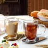 4-Pack 12 Oz Double Walled Glass Coffee Mugs with Handle, Insulated Layer Coffee Cups, Clear Borosilicate Glass Mugs, Gift for Cappuccino,Tea,Latte,Espresso,Hot Beverage,Wine, Microwave Safe, Set of 4