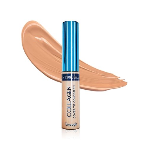 ENOUGH Collagen Cover Tip Concealer, Full Coverage Concealer for Flawless Skin, Tattoo Cover Up Makeup, Travel Size Color Corrector for Dark Circles (#01 Light beige, 0.31oz / 9g)