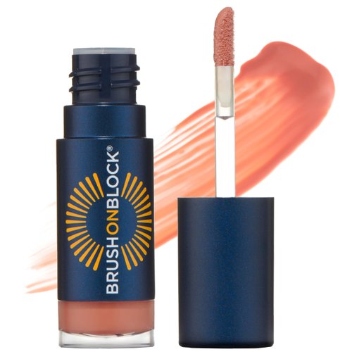 Brush On Block Sun Protection Lip Oil, Broad Protection Hydrating SPF 30 Sunscreen, Coral (Warm Pink)