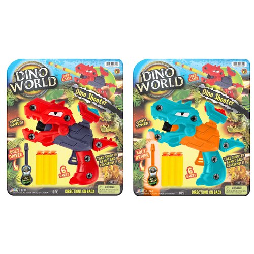 JA-RU Dino World Foam Dart Gun (2 Units) Build Your Own Toy Gun with Soft Bullets. Dinosaur Shooting Game & Target Practice Toys for Kids. Bulk Party Favors for Boys. 1744-2s