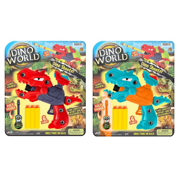 JA-RU Dino World Foam Dart Gun (2 Units) Build Your Own Toy Gun with Soft Bullets. Dinosaur Shooting Game & Target Practice Toys for Kids. Bulk Party Favors for Boys. 1744-2s