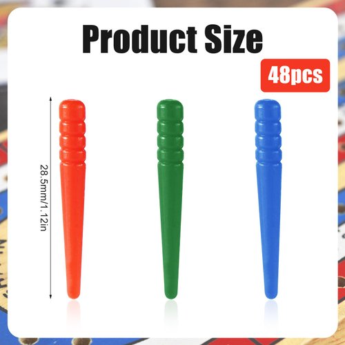 48pcs Cribbage Board Pegs, Plastic Cribbage Pegs Fit 1/8 Holes Peg Board Game Traditional Cribbage Board Pins Cribbage Board Game Accessories (Red, Blue, Green)