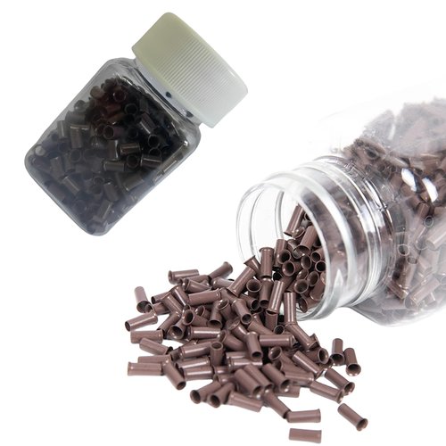 Flare Copper Tubes 3.0mm Micro Rings Links Beads Non-Silicone Flared Euro Locks Hair Staples Tools for I-tip Hair Extensions (500Pcs, Brown)