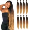 Pre Stretched Braiding Hair Ombre 36 Inch Long Brown Braiding Hair 8 Packs Easy Braids Hair Yaki Straight Hot Water Setting Synthetic Ombre Braid Hair Extensions for Crochet Hair Braiding Twist