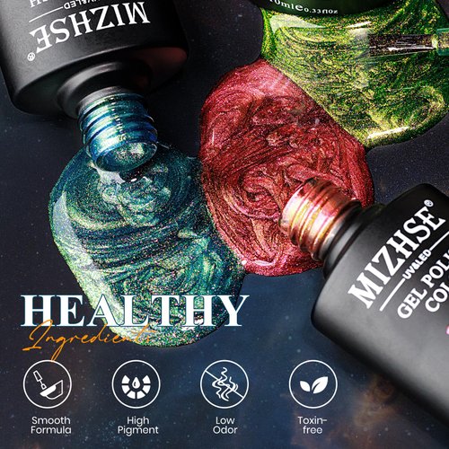 MIZHSE 9D Cat Eye Gel Nail Polish: Magnetic Gel Polish Set 10 ml 6 Colors with 2 Magnet Sticks, Chameleon Magic Galaxy Shiny Effect Cateye Nail Gel Soak off Nail Art Gift for Ladies