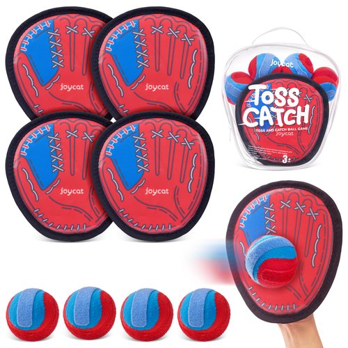 Toss and Catch Ball Game Set，Toddler Kids Baseball Glove Sticky Mitt，Toddler Sports and Outdoor Toys，Baseball Gifts for Boys 3 4 5 6 7 8-12 (4 Paddles 4 Balls)