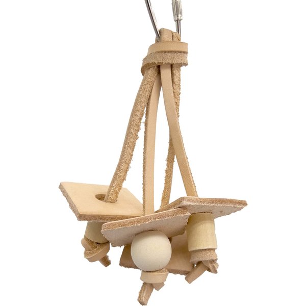 Mandarin Bird Toys by M&M 1039 Mini Leather Bead Spider - Handcrafted Vegetable Tanned Leather Chewable Bird Cage Toy, Pullable Legs, Dangling Parts, Delightful for Small to Medium Size Pet Birds