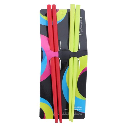 2 Sets of Wooden Hair Sticks Chopsticks - Green & Red