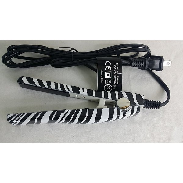 PrimeTrendz Mini Hair Straightening Iron Zebra Design with Carrying Bag and International Voltage 110V/240V for Traveling and Usable Anywhere in The World.