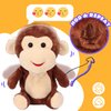 Easfan Talking Monkey Repeat What You Say Electric Nodding Plush Funny Interactive Speaking Toys Buddy Birthday Gifts for Kids Toddlers Brown,7"