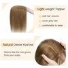 SEGO Human Hair Toppers for Women With Thinning Hair 7 * 13CM Silk Base 100% Real Human Hair Clip in Top Wiglet Hair Pieces -10 Inch No Bangs Light Brown