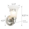 Design House 504977 Village Traditional 1-Light Indoor Dimmable Wall Sconce with Frosted Flute Glass and Twist On/Off Switch Bathroom Bedroom Hallway, 8.25"H x 5.1"W, Satin Nickel