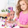 36PCS Doll Head Hair Styling Makeup Toy Set Kids Pretend Play Hair Styling Set with Hairdryer Curling Iron Crown Hairpins Accessories Beauty Hair Stylist Kit Birthday Gifts for 3 4 5 6+ Years Old