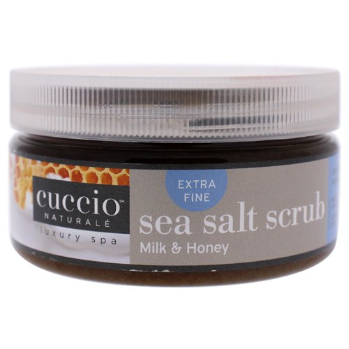 Cuccio Naturale Sea Salt Scrub - Extra Fine - Gently Exfoliates To Remove Dead Skin Cells - Leaves Skin Supple, Radiant And Youthful Looking - Paraben And Cruelty Free - Milk And Honey - 8 Oz