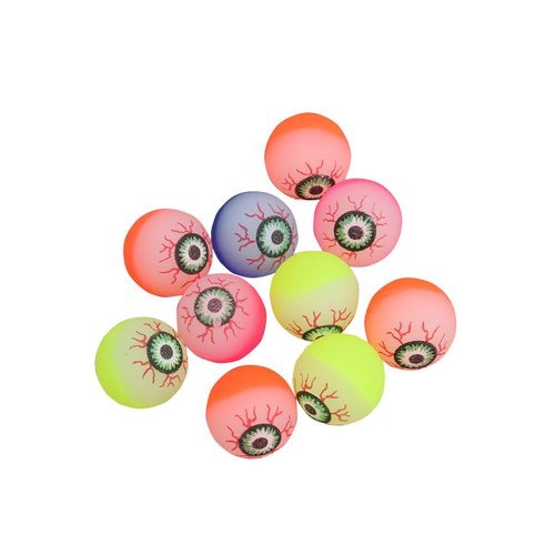Toyvian 10pcs Halloween Eyeballs, Glow in The Dark, 32mm Scary Bouncy Balls (Random Color)
