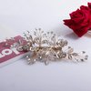 CROWN GUIDE Gold Rhinestone Bridal Hair Comb Barrette Handmade Flower Clip Pin Wedding Hair Accessories Pieces for Women Rose Gold