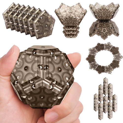 Black Fidget Spheres Toys for Teens,Fidget Toys Adults,12Pcs Pentagons Fidget Toys Packs,Quiet Travel Toys for Kids,Office Desk Toys Decor for Stress Relief,Sensory Toys Gifts for Teens and Kids