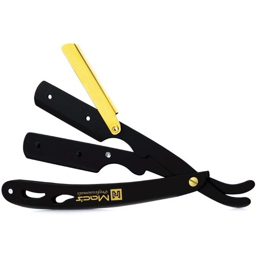 BLACK & GOLD COMBINATION Stainless Steel Barber Exchangeale Blade Straight Edge Barber Shaving Razor -Safety Razor -Macs-045B