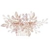 HapiBuy Wedding Hair Comb Rose Gold Crystal Simulated Pearl Bridal Hair Comb For Bride and Bridesmaid