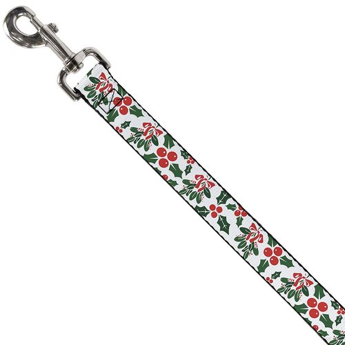 Dog Leash Holly Mistletoe 6 Feet Long 1.0 Inch Wide