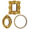 Miniature Dollhouse Mirror:1:12 Scale Miniatures Furniture Mirror European Baroque Frame Mini Wall Mirror for Dollhouse Decor,3 pcs/Set