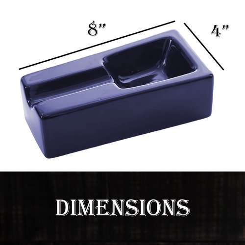 Mantello Cigar Ashtray- Cobalt Blue Ceramic Cigar Ashtray for Patio/Outdoor Use