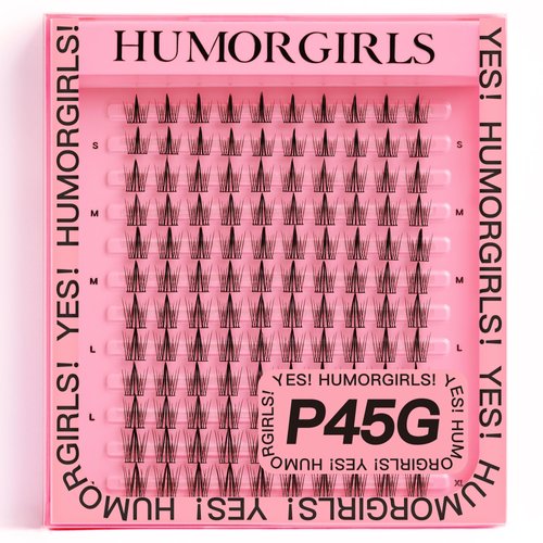 HUMORGIRLS Lash Clusters HUMORGIRLS P45G 144 Pcs Cluster Lashes DIY Cluster Eyelash Extensions Individual Lashes Cluster Volume Look Super Dense Lengthening & Soft (P45G)