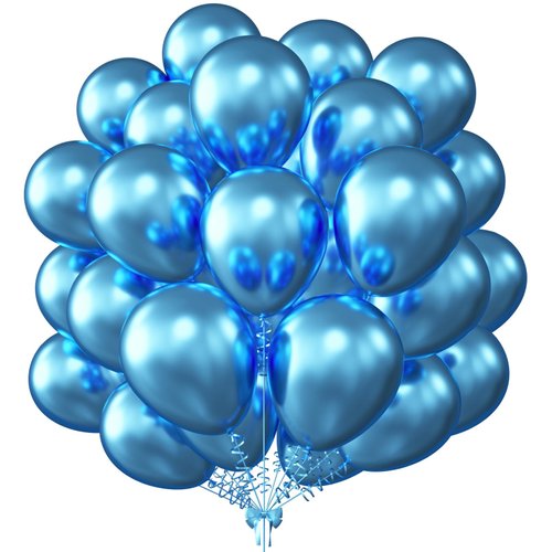 KALOR 10 Inch Metallic Blue Balloons, 100 Pcs Latex Helium Metallic Balloons for Kid's Birthday Party Baby Shower Wedding Graduation Graduation Party Decorations