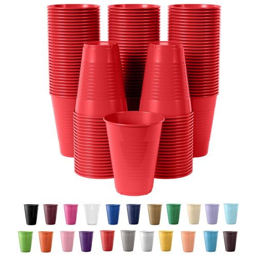 Exquisite 12 oz Red Plastic Cups For Party 50 Pack | Red Disposable Cups | Red Party Cups Disposable | Plastic Party Cups Red | 12 oz Plastic Cups Disposable | Plastic Drinking Cups