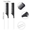 2 Pack Rat Tail Comb Black Teasing Comb for Sectioning, Parting, Styling Hair (Stainless Steel Pintail)