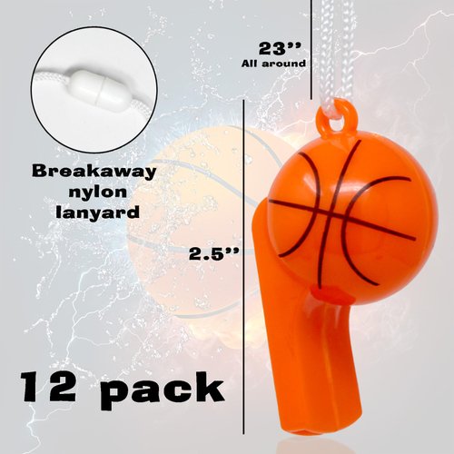 Basketball Whistles with Lanyard 12 Basketball Party Favors for Basketball Birthday Basketball Favors Basketball Prizes Team Spirit Cheer Noisemaker Sport Party Sports Player Gifts Sport Goodie Bag