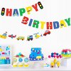 Faisichocalato Transportation Happy Birthday Banner Car Bus Train Plane Ship Helicopter Traffic Light Photo Props Garland for Kids Transportation Theme Birthday Party Decorations Baby Shower Supplies