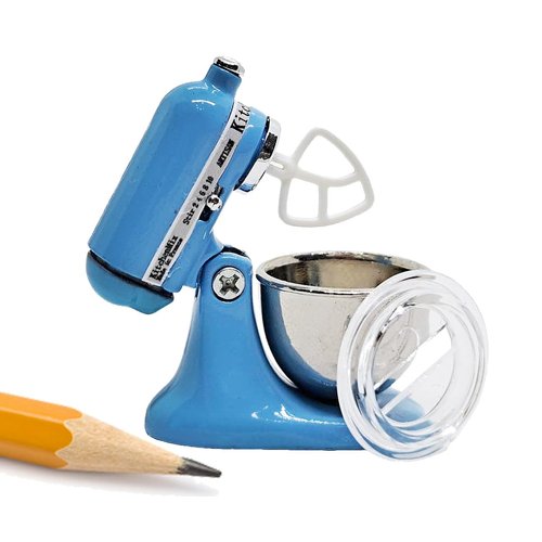 ChangThai Design Tiny 1¼" High Blue Bread Dough Mixer Kneader Machine Movable Figurine Steel and Resin Miniature Decoration Accessories Replica Decorative Collectible Figurines Home Décor Gifts