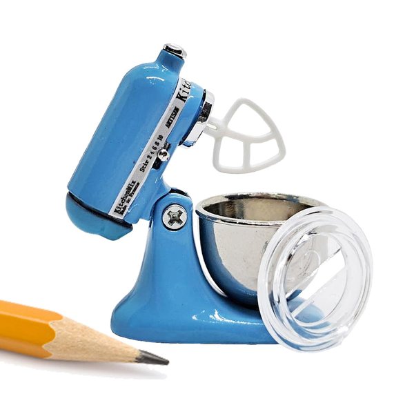 ChangThai Design Tiny 1¼" High Blue Bread Dough Mixer Kneader Machine Movable Figurine Steel and Resin Miniature Decoration Accessories Replica Decorative Collectible Figurines Home Décor Gifts