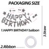 Silver Happy Birthday Banner Balloon Aluminum Foil 16 Inch Letter,10 Inch Five Pointed Star Four Pointed Star Suitable for Kids, Men, Women, Boys and Girls Party Decoration Supplies