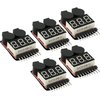 5PCS 2in1 1-8s Lipo Battery Voltage Tester,RC Low Voltage Buzzer Alarm,Battery Monitor Checker Tester for 1-8s Lipo/Li-ion/LiMn/Li-Fe