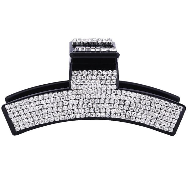 Women Elegant Full Rhinestone Crystal Hair Clip Acrylic Jaw Clip Hairpin Hair Claw Hair Accessories (Black - B#)