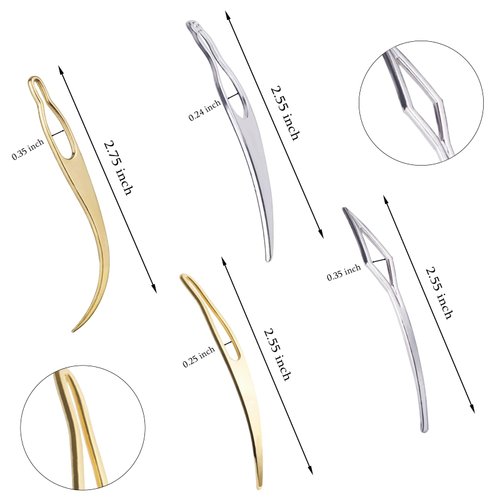 SHEHARUHI 8 Pcs Interlocking Tool for Locs Sisterlock Retighten Tool Dreadlock Crochet Needle for Hair Extensions Styling Tools (Gold, Silver)