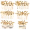 Jaciya Leaf Hair Comb Gold Hair Accessories Metal Hair Combs Rhinestone Flower Hair Side Combs Wedding Bridal Jewelry Hair Clips for Women Girls