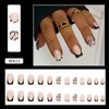 French Tip Press on Nails Short Square Fake Nails Black Acrylic Nails with White Heart Design Stick on Nails Artificial Full Cover Glossy Glue on Nails for Women Girls Valentine's Day Manicure 24pcs
