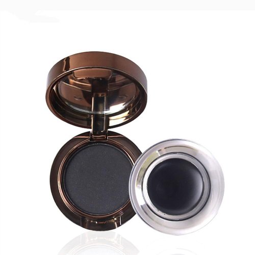Eyeliner & Eyebrow Powder Makeup Set, Anti-Smudge Long Eyeliner Gel, Professional Waterproof Long-Lasting Eyeliner Brow Kit with Dual-ended Brush (02# Dark Brown)