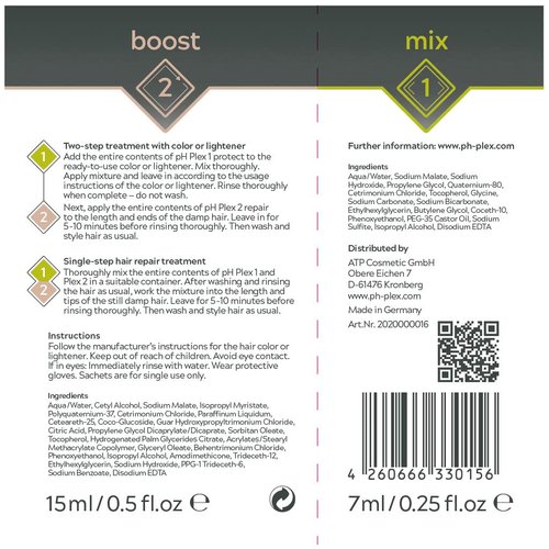 pH Plex Steps 1&2 Protect & Repair Hair Care Treatment - Use with Home Hair Color & Bleach Products - Salon Quality Professional Results at Home - Value Pack (10 Sachets of Steps 1 & 2)