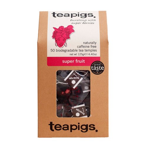 teapigs Super Fruit Herbal Tea Bags, 50 Count, Caffeine Free Herbal Bursting with Berries, Slight...