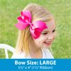 Wee Ones Girls' Classic Grosgrain Hair Bow on a Wrapped Headband, Stylish For All Hair Types, Small King Bow, White