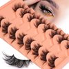 Half Lashes Fluffy False Eyelashes Cat Eye Lashes Mink Wispy Thick Fake Eyelashes 3/4 Corner Lashes with Clear Lash Band by Zegaine 8 Pairs Natural Lash Pack