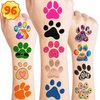 96 PCS Dog Cat Paw Print Puppy Temporary Tattoos Stickers Themed Birthday Party Decorations Supplies Decor Favors Let’s Pawty Pupply Pet Tattoo Sticker Gifts For Kids Boys Girls School Prizes Carnival