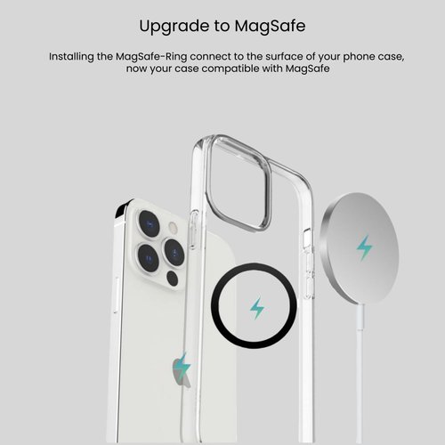 6 Black for Mag Safe Sticker,Compatible with Mag Safe Accessories,Universal Magnetic Wireless Charger Metal Ring Conversion Kit for iPhone16/15/14/13/12,GalaxyS23/22/21,Google Pixel8/7/6/5Series
