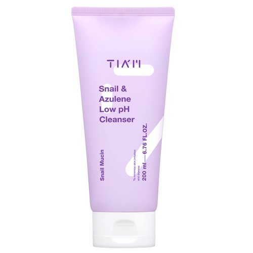 TIA'M TIAM Snail&Azulene Low pH Cleanser, Gel Facial Cleanser, Snail Secretion Filtrate, pH Balancing, Anti Acne, Breakouts Treatment, Sensitive Skin, 6.76 Fl.Oz
