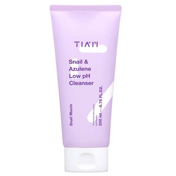 TIA'M TIAM Snail&Azulene Low pH Cleanser, Gel Facial Cleanser, Snail Secretion Filtrate, pH Balancing, Anti Acne, Breakouts Treatment, Sensitive Skin, 6.76 Fl.Oz